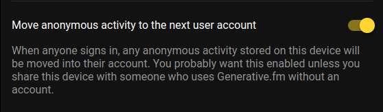 A screenshot of the toggle enabling users to control the behavior