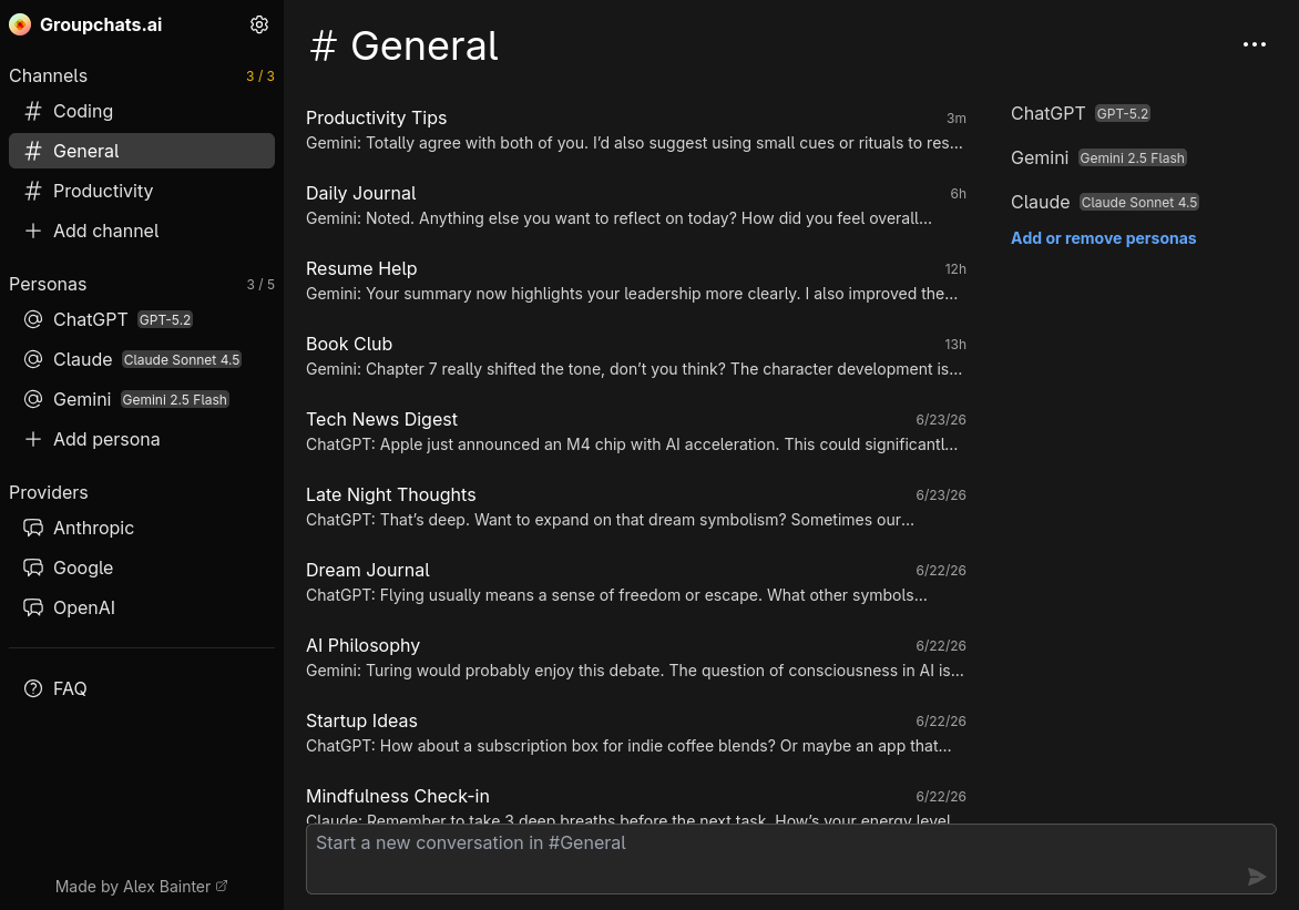 Screenshot of a channel